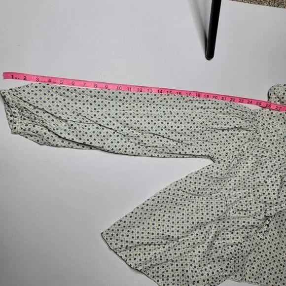 Universal Threads Womens Teal Floral Long Sleeve Tie Front Blouse Size Large - Picture 2 of 14